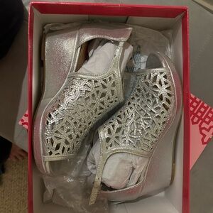 Gianni Bini Silver Wedge Heels